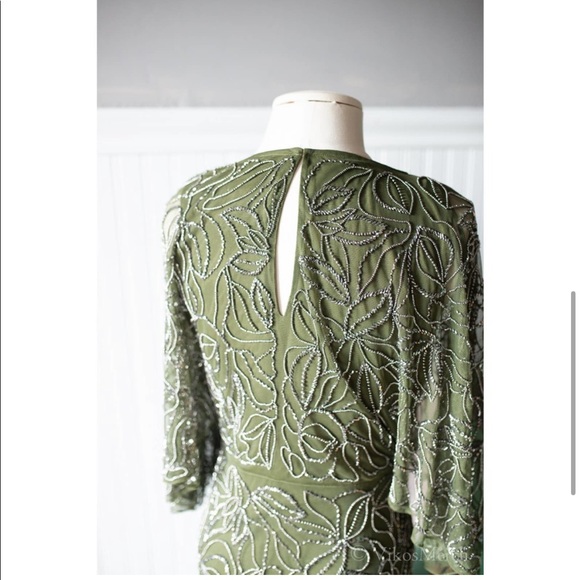 BHLDN hannon beaded olive dark green dress - Picture 5 of 7